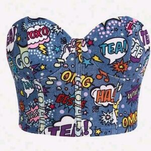 SHEIN Multicolor Comic Print Crop Top